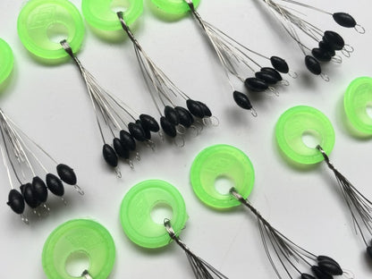 Rompin 10 Set Size SS/S/M/L Black Rubber Oval Stopper Fishing Bobber Float Space Bean Stopper Folat Line Stoppers Bobber Stops