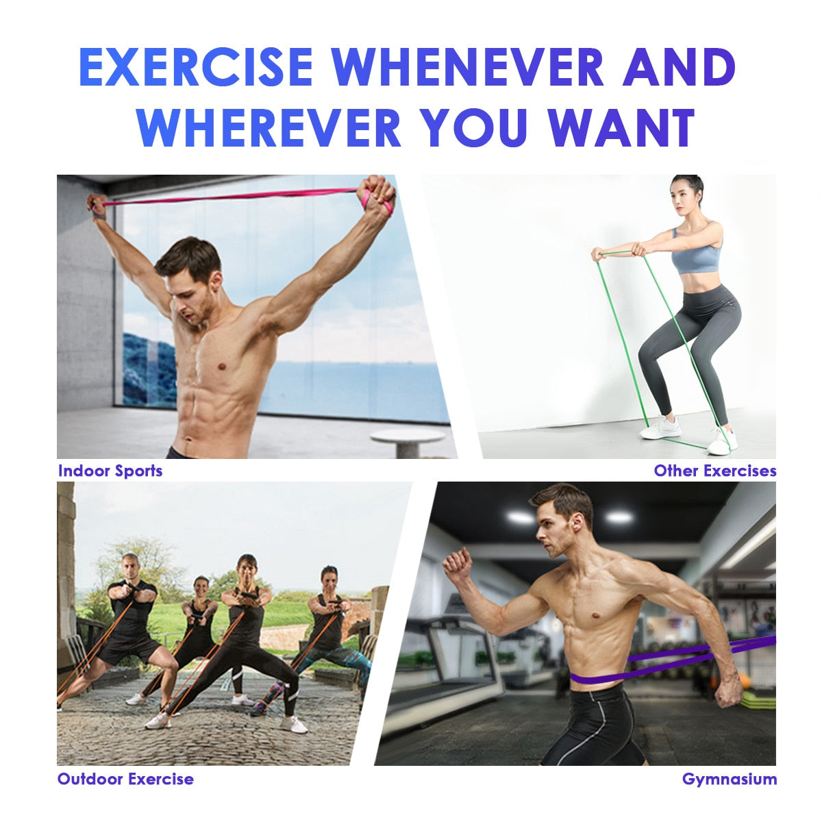 41" Resistance Bands 208cm Fitness Rubber Pull Up Crossfit Power Expander Hanging Yoga Loop Band