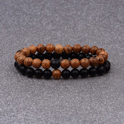 Couples Distance Bracelet Natural Wood Stone White and Black Yin Yang Beaded Bracelets for Men Women Best Friend Valentine's Day