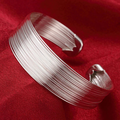 Andara 925 Sterling Silver Round Heart Open Bracelet for Women Jewelry Cuff Bangles
