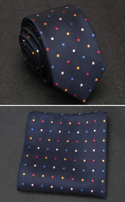 XGVOKH Men Tie Cravat Set Fashion Wedding Ties for Men Hanky Necktie Dot Striped Gravata Jacquard Tie Social Party Accessories