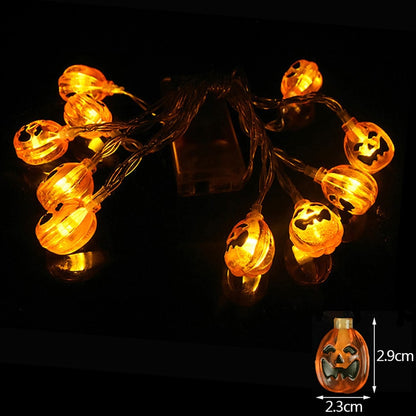 10LED Halloween Pumpkin Spider Bat Skull String Lights Lamp DIY Hanging Horror Halloween Decoration for Home Party Supplies