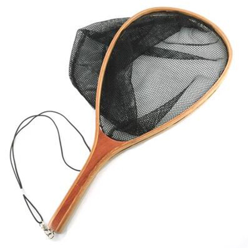 Maximumcatch Fly Fishing Landing Net Nylon Trout Catch and Release Net With Curve Wood Handle Tenkara Net
