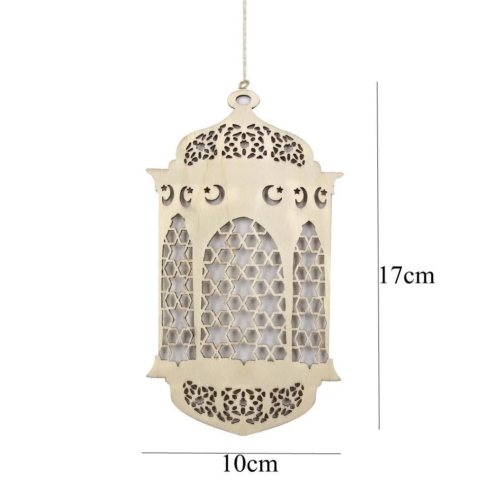 Eid Ramadan Wooden Hanging Ornaments for Ramadan Kareem DIY Wreath Supplies Islam Party Metal Ring Wreath Party Decorations