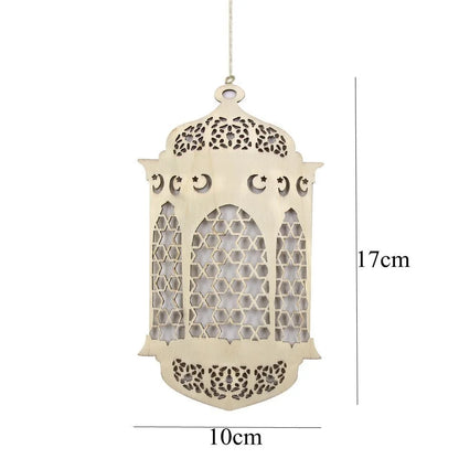 Eid Ramadan Wooden Hanging Ornaments for Ramadan Kareem DIY Wreath Supplies Islam Party Metal Ring Wreath Party Decorations