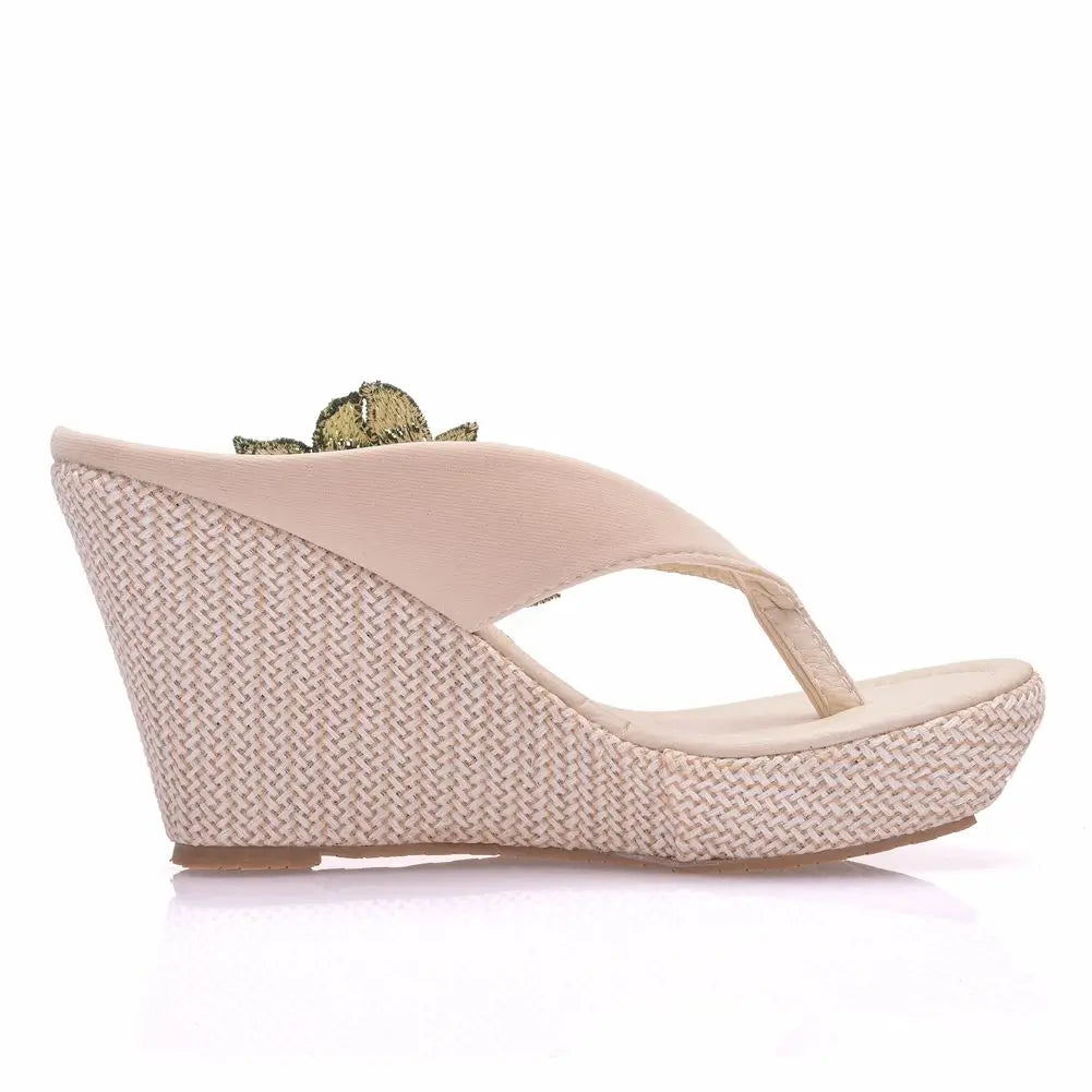 Crystal Queen Woman Slippers Home Casual Beach Flip Flops Lady Sandals Summer High Heels