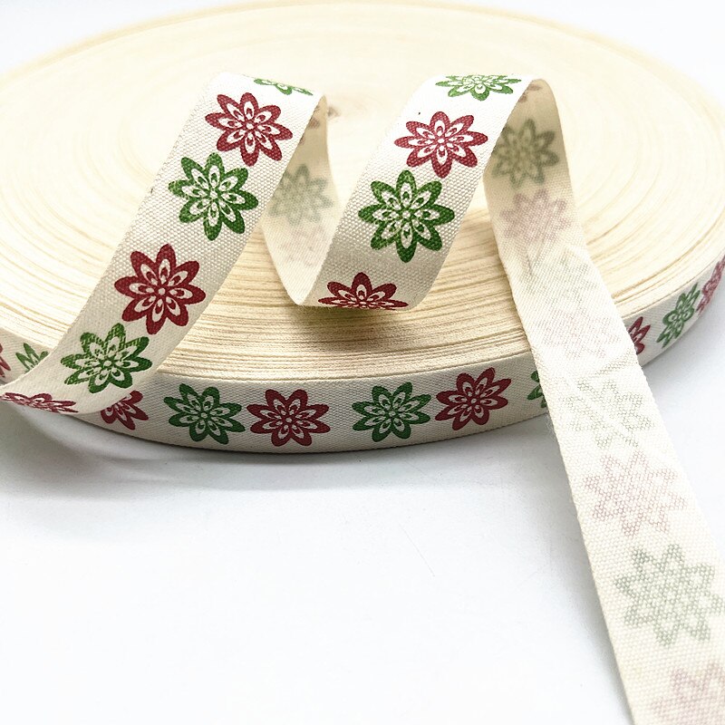 New 5yards 15mm Christmas Printed Polyester Cotton Ribbon DIY Wedding Christmas Party