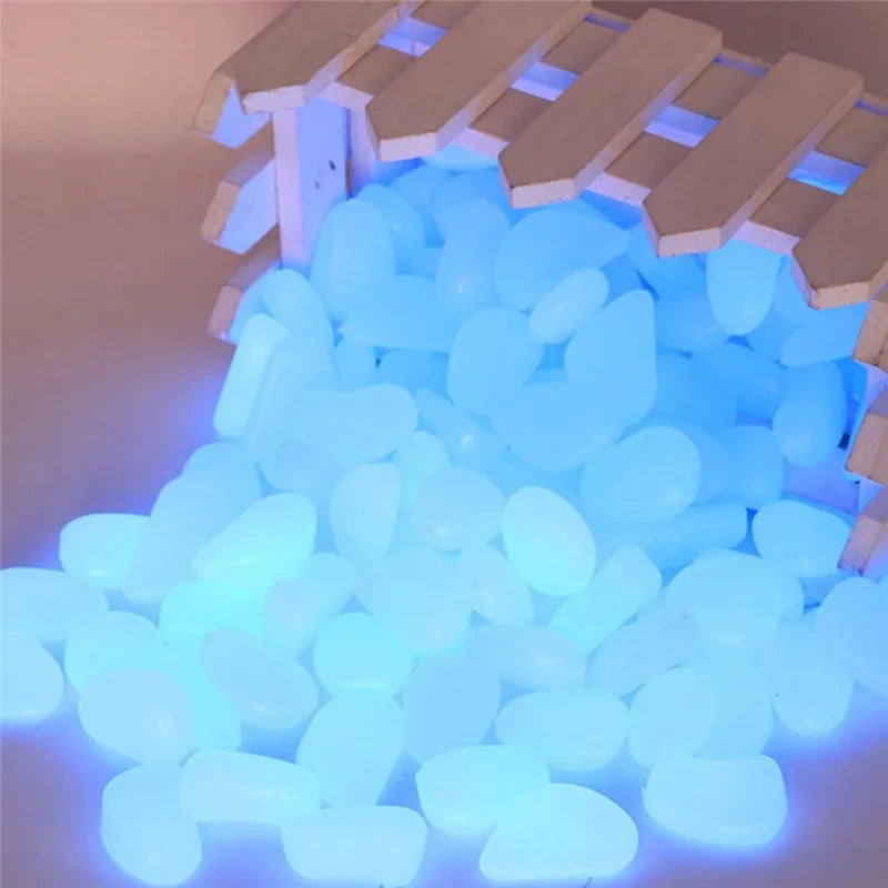 10pcs/Lot Luminous Pebbles Rocks Garden Ornaments Stone Glow in the Dark GardenFor Walkways Fish Tank Decorations