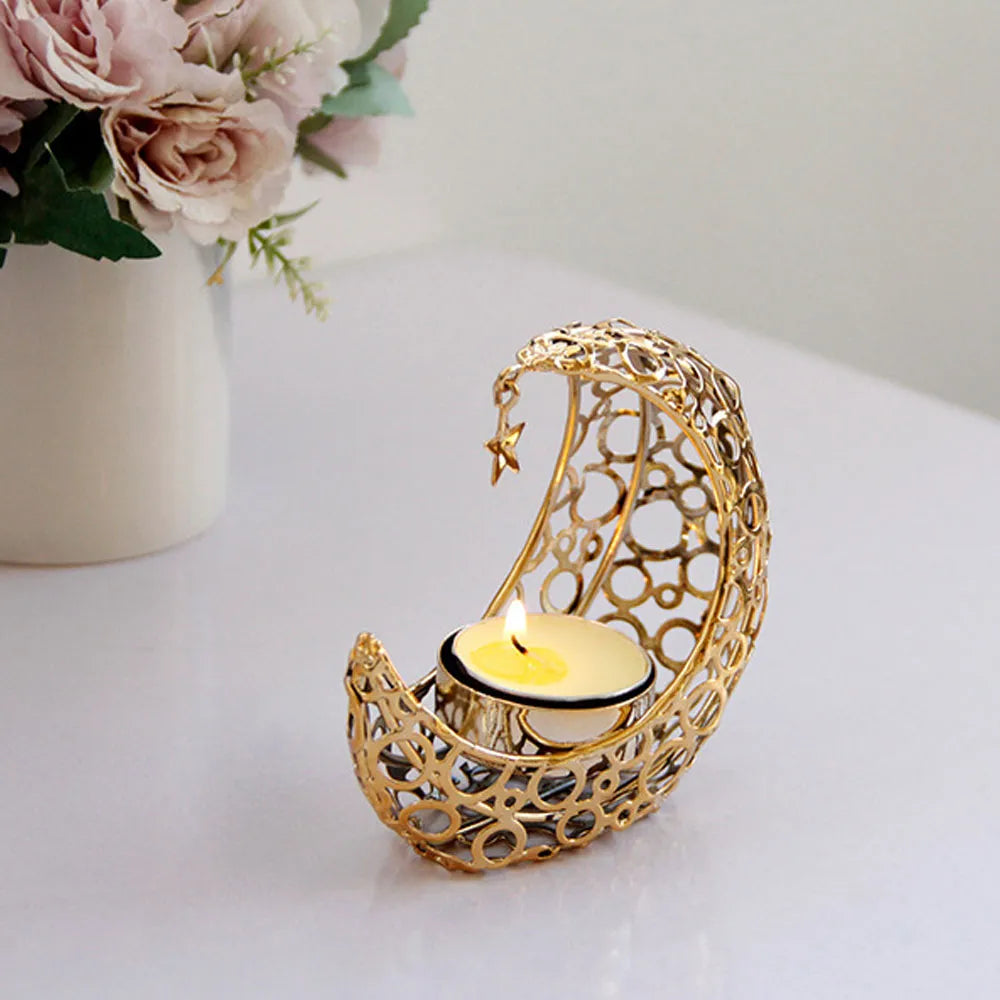 Eid Mubarak Candle Holder 2023 Ramadan Kareem Banner Ramadan Decoration for Home Islamic Muslim Party Decor Eid Al Adha
