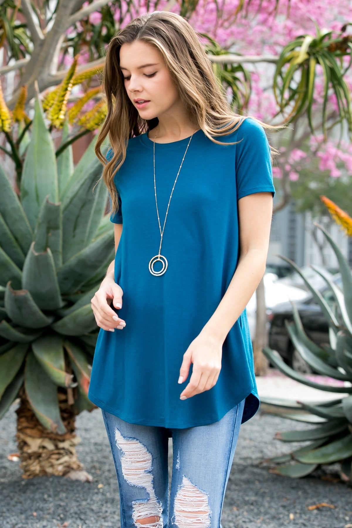 Short Sleeved Round Neck Boyfriend Tunic