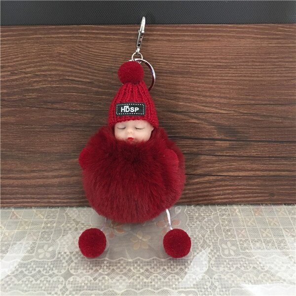 1PCS Cute Cartoon Doll Keychain Fur Ball Plush KeyChain Keyring Women Handbag Car Key Holder Bag Pendant Toys for Kids