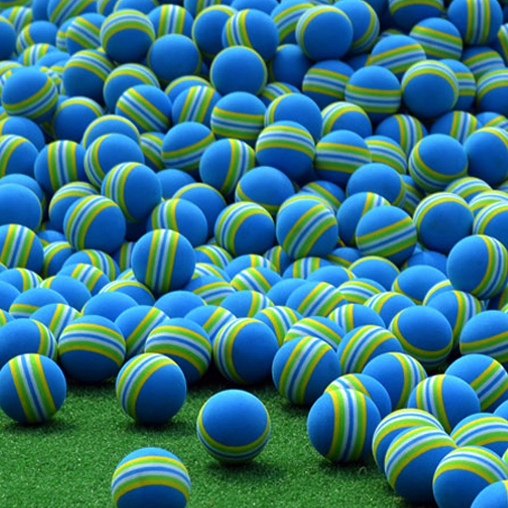 NEW 50pcs/Bag EVA Foam Golf Balls Yellow Rainbow Sponge Indoor Practice Training Aid