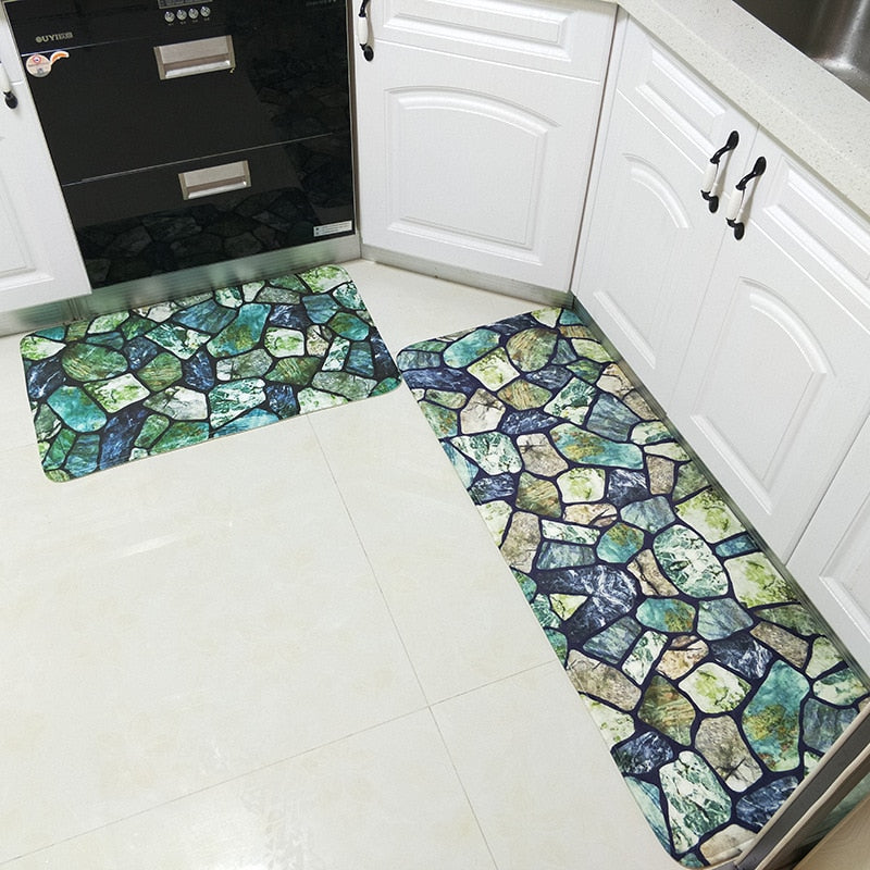 Colorful Stones Bath Mat Set Thicken Flannel Bathroom Carpets Toilet Rugs WC Room Floor Pads Tapis Salle De Bain 45*75 45*120cm