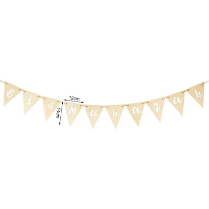 EID Mubarak Wooden Pendant With LED Candles Light Ramadan Decorations for Home Islamic Muslim Party Eid Decor Kareem Ramadan