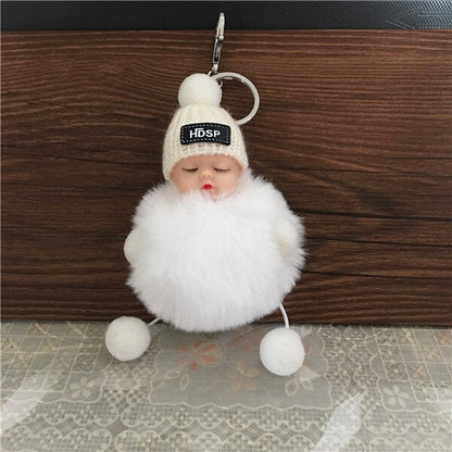 1PCS Cute Cartoon Doll Keychain Fur Ball Plush KeyChain Keyring Women Handbag Car Key Holder Bag Pendant Toys for Kids