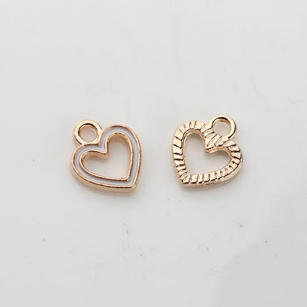 50pcs/Lot  Zinc Alloy Charms Enamel Mini Sweet Heart Hollow Charms for DIY Necklaces Bracelets Jewelry Making Accessories