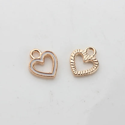 50pcs/Lot  Zinc Alloy Charms Enamel Mini Sweet Heart Hollow Charms for DIY Necklaces Bracelets Jewelry Making Accessories