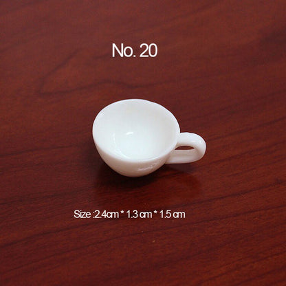 10pcs White Plate Dishes Simulation Plates Miniature Pretend Play Kitchen Toys Dinner Tableware Doll House Accessories Kids