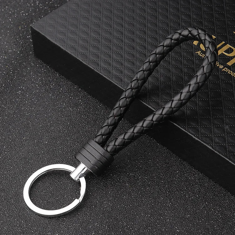Handmade Knitted Rope Making Leather Rope Keychain for Women Men Rope for Hanging Bags Key Chain Porte Clef Chaveiro Keychains