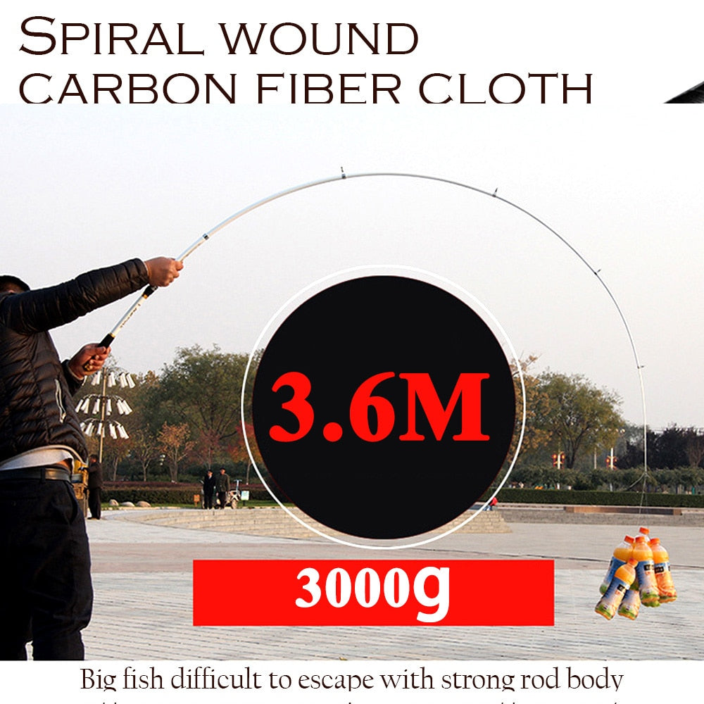 GHOTDA Sea Pole Carbon FRP Material Fishing Rod Quality 2.1m - 3.6m Telescopic Fishing Rod Carbon Fiber Spinning Rod