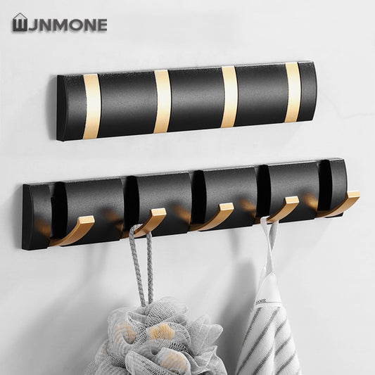 Black Golden Robe Hooks Folding Towel Hanger Nail Installation Wall Hooks C
