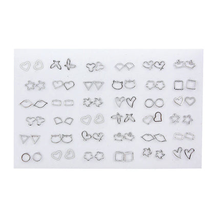 36Pairs/18pairs Earrings Mixed Styles Rhinestone Sun Flower Geometric Animal Plastic Stud Earrings Set for Women Girls Jewelry