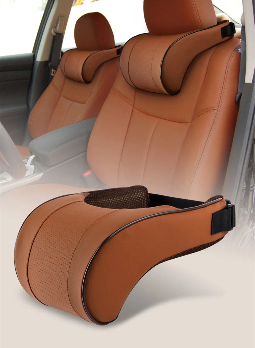 PU Leather Auto Car Neck Pillow Memory Foam Pillows Neck Rest Seat Headrest Cushion Pad Automobiles Accessories