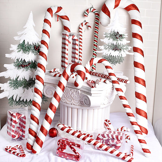 Multi Size Red and White Christmas Candy Canes Christmas Balls Christmas Tree Pendant Family Christmas Decoration New Year