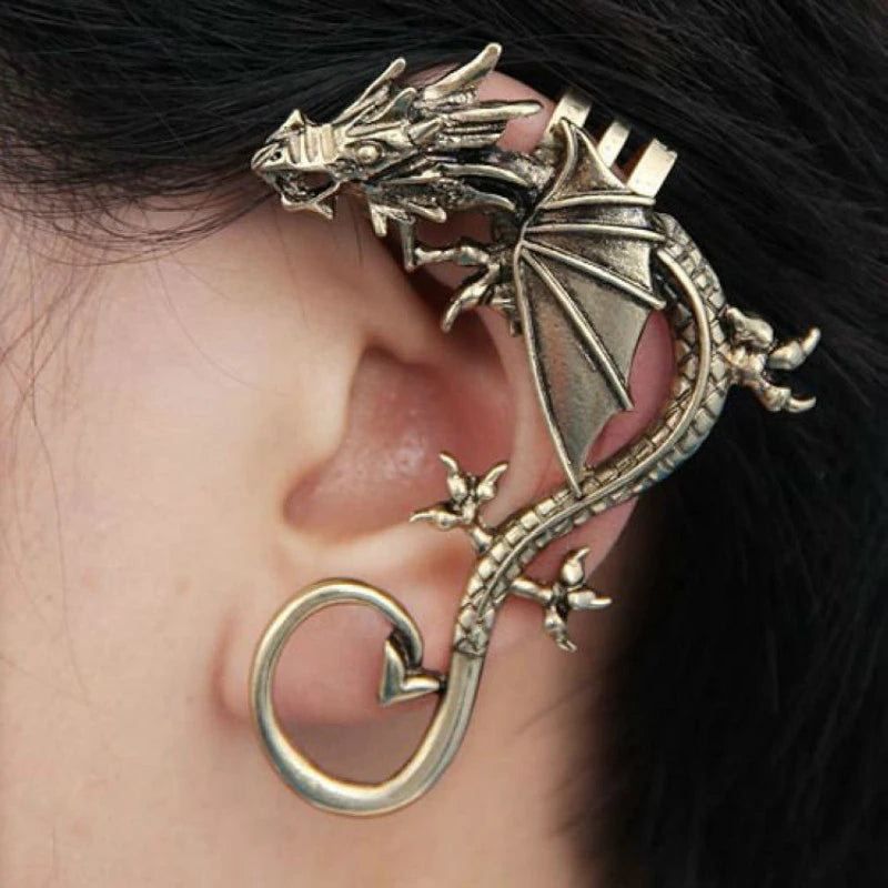 Retro Vintage Gothic Rock Punk Twine Dragon Shape Ear Cuff  Earring Earrings for Women Men  Earrings
