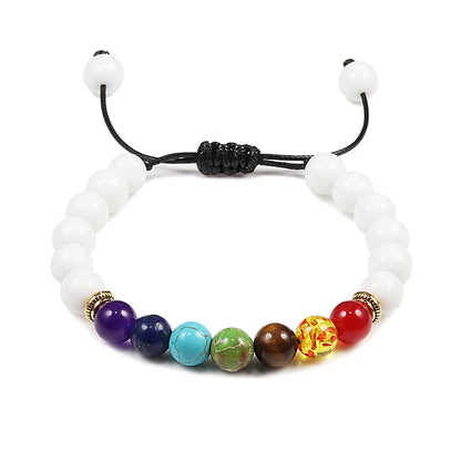 Natural Stone Tiger Eye 7 Chakra Bracelets & Bangles Yoga Balance Beads Buddha Prayer Elastic Bracelet Men Pulseira Masculina