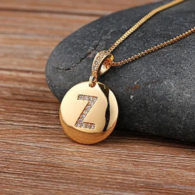 Nidin Women Girls Initial Letter Necklace 26 A-Z Charm Neck Pendants Copper CZ Jewelry Personal