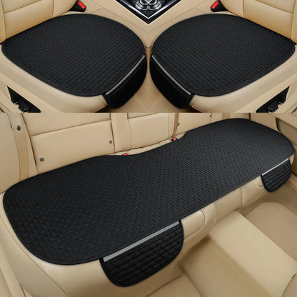 Flax Car Seat Cover Front Rear Back Linen Fabric Cushion Summer Breathable Protector Mat Pad Vehicle Auto Accessories Universal