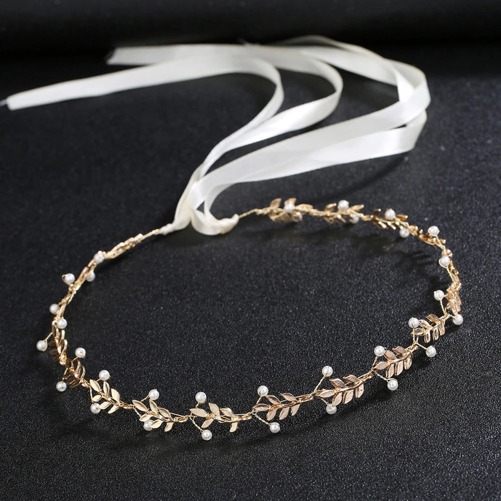 Gold/Silver Color Headbands Bride Hair Accessories Flower Pearl Crystal Hairbands Bridal Tiaras Headpiece Wedding Hair Jewelry