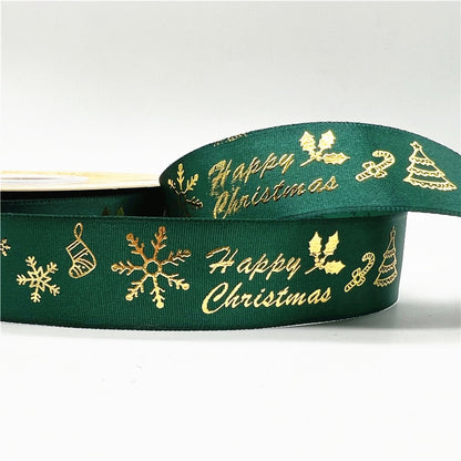 5yards 1inch 25mm Christmas Ribbon Printed Christmas Polyester Ribbon for Handmade Design Christmas Decoration DIY