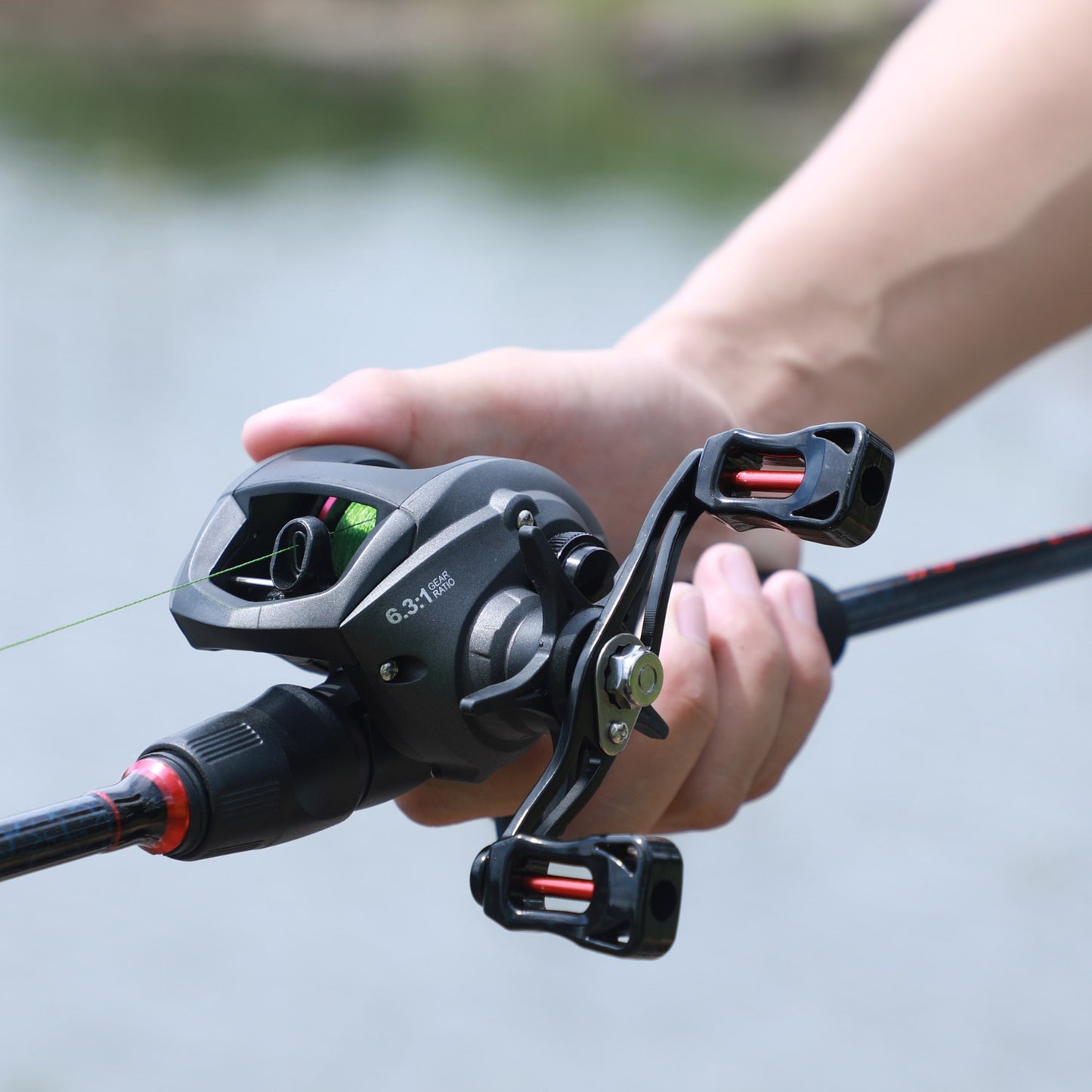 Sougayilang  Fishing 1.8-2.4m Rod Combo Portable 5 Section Carbon Fishing Rod and 6.3:1 Gear Ratio12+1bb Casting Reel Set