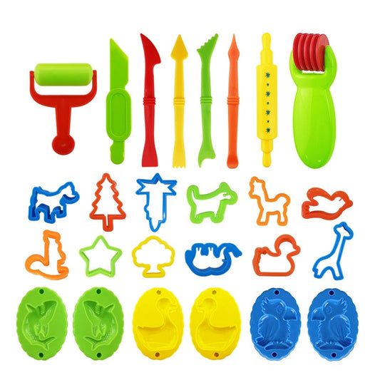 26PCS DIY Slime Plasticine Mold Modeling Clay Kit Slime Plastic Play Dough Tools Set Cutters Moulds Toy for Children Kid