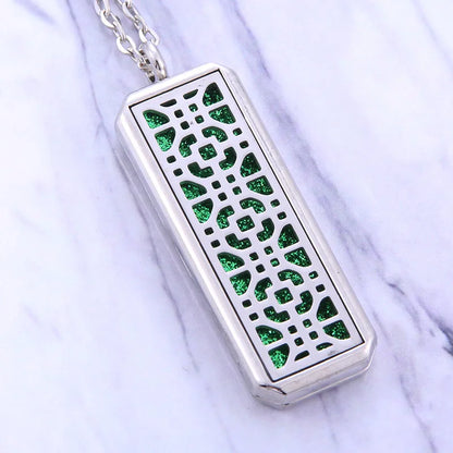 Square Stainless Steel Magnetic Aromatherapy Diffuser Necklace Jewelry Perfume Locket Pendant Essential Oil Locket Necklace