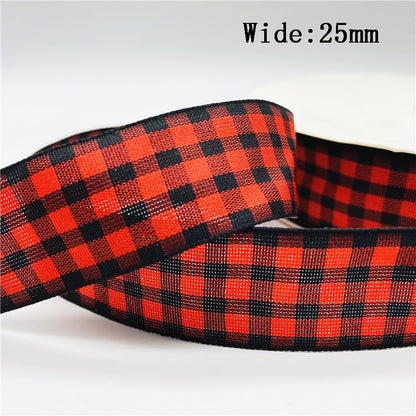 5yards/Lot 25mm Plaid Ribbon Christmas Decor Ribbon for Handmade Design Christmas Decoration DIY