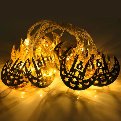 Ramadan Decoration Plastic Lantern Led String Lights Ramadan Kareem Decor Eid Mubarak Al-Fitr Eid Festival Party Supplies