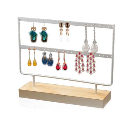 New Fashion 24/44 Creative Wooden Holes Black/White Earrings Ear Studs Jewelry Display Stand Organizer 2 Layers Jewelry Rack