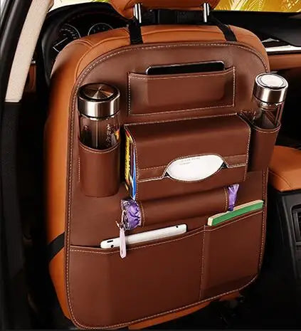 2022 New Car Seat Back Storage Organizer Bag Universal PU Leather Multifunction Storage Box Stowing Tidying Pocket Auto Styling