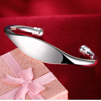 Andara 925 Sterling Silver Round Heart Open Bracelet for Women Jewelry Cuff Bangles