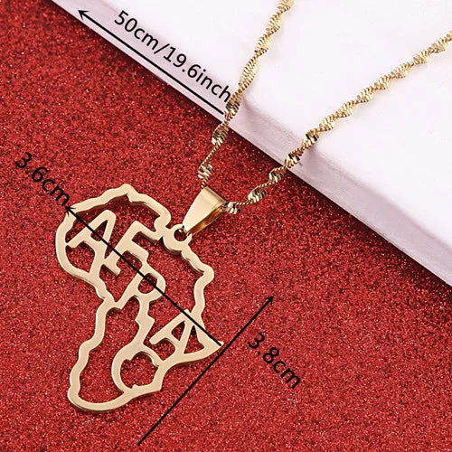 Africa Map Pendant Necklaces Heart African of Maps Jewelry Charms Gold Color Heart Map
