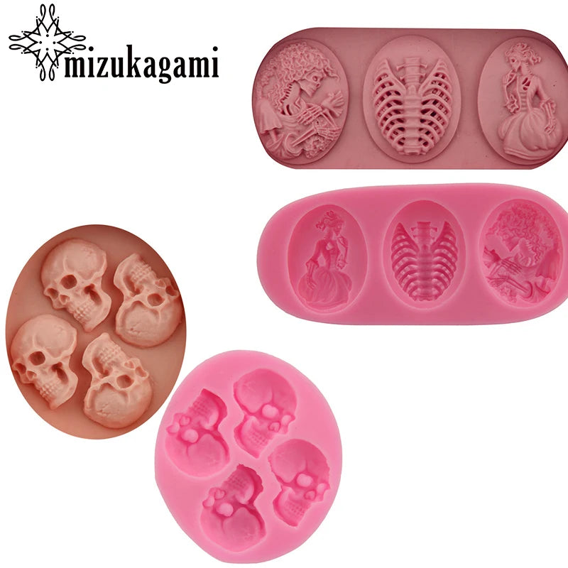 1pcs UV Resin Jewelry Liquid Silicone Mold 3D Skull Punk Resin Charms Pendant Mold for Silicone Resin Mold for Jewelry Making