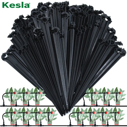 50-200pcs Durable 1/4'' C-Type Hook Fixed Stem Support Holder Stakes for 4/7mm Hose Flowerpot Drip Irrigation Fitting Greenhouse