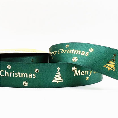 5yards 1inch 25mm Christmas Ribbon Printed Christmas Polyester Ribbon for Handmade Design Christmas Decoration DIY