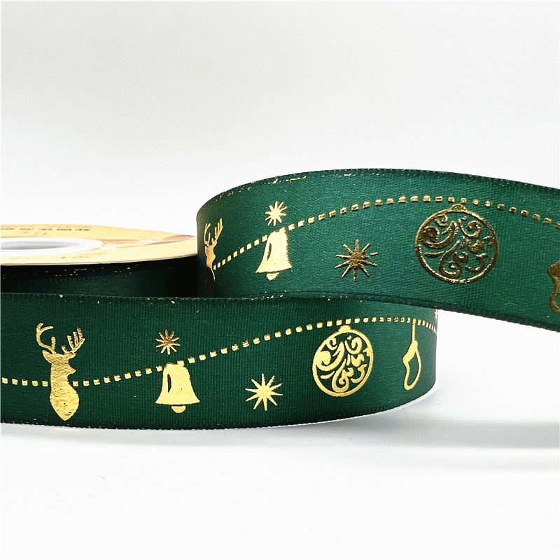 5yards 1inch 25mm Christmas Ribbon Printed Christmas Polyester Ribbon for Handmade Design Christmas Decoration DIY