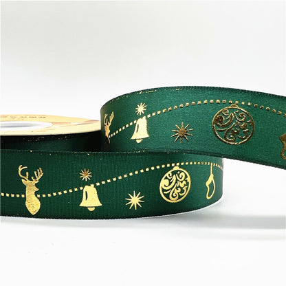 5yards 1inch 25mm Christmas Ribbon Printed Christmas Polyester Ribbon for Handmade Design Christmas Decoration DIY