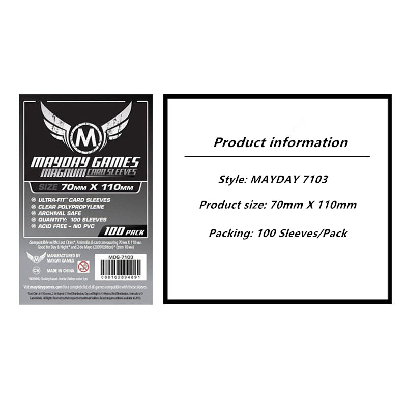 100 Sleeves Board Games MAYDAY Card Game Sleeve Protector Protective Clear Cards Sleeves