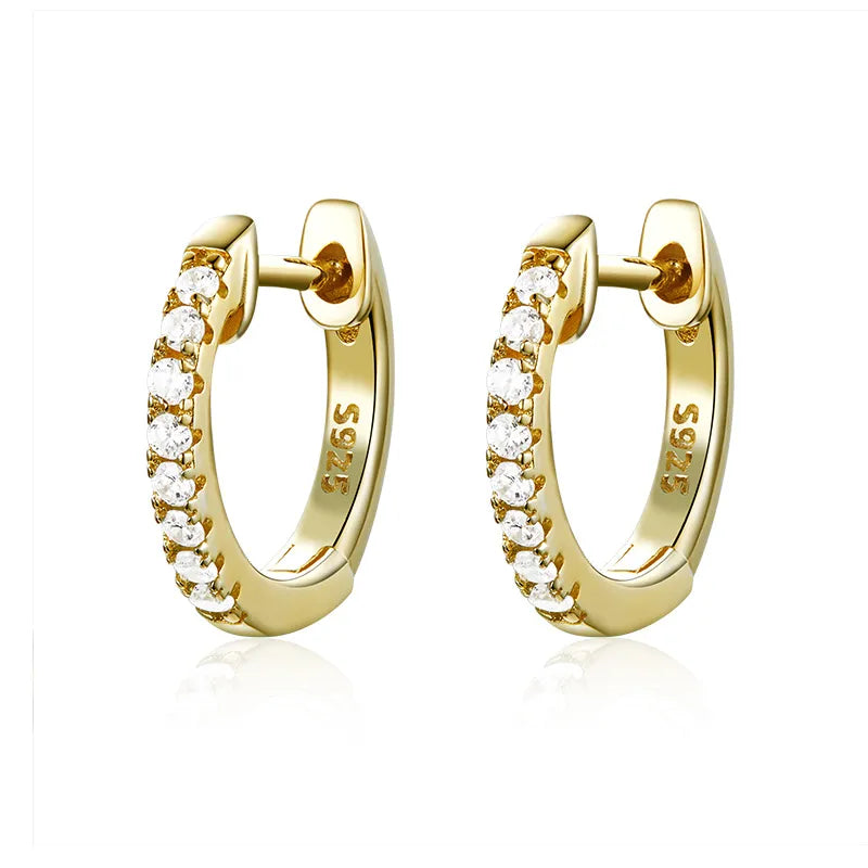 BAMOER 925 Sterling Silver Round Circle Hoop Earrings for Women Gold Color Earrings Sterling Silver Jewelry